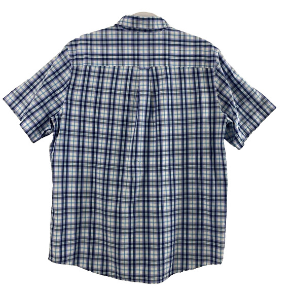 Chaps Easy Care Shirt Mens Large Blue Plaid‎ Short Sleeve Button Down Casual - Picture 3 of 10